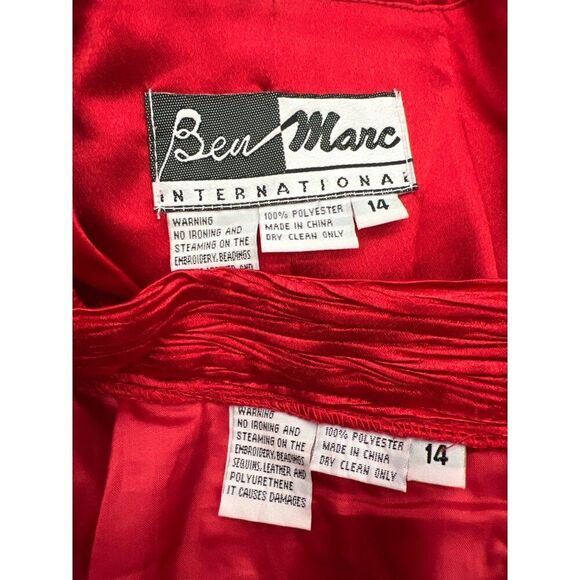 Ben Marc Women Red Textured Embellishment Skirt Suit Size 14 - Picture 13 of 13